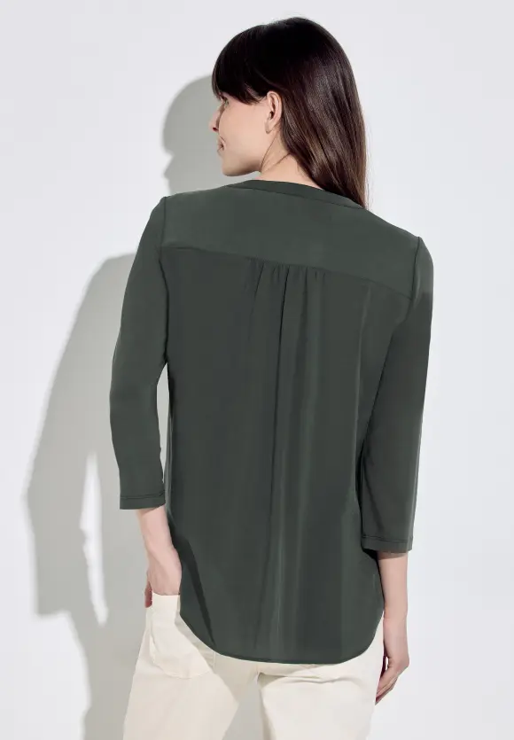 Materialmix Bluse - strong khaki