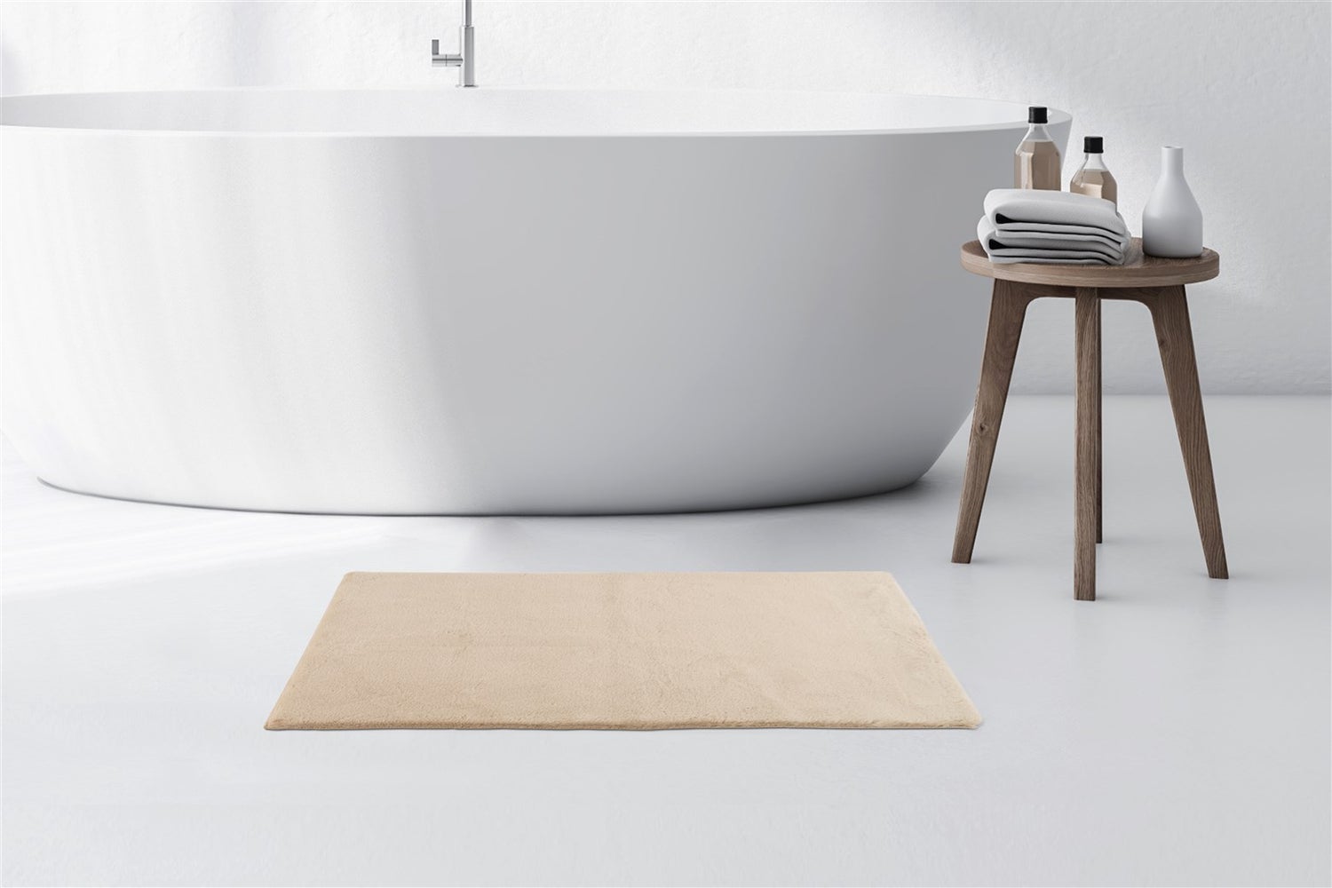Kortpolig tapijt Oasisia Beige 22 mm Effen 50 x 90 cm