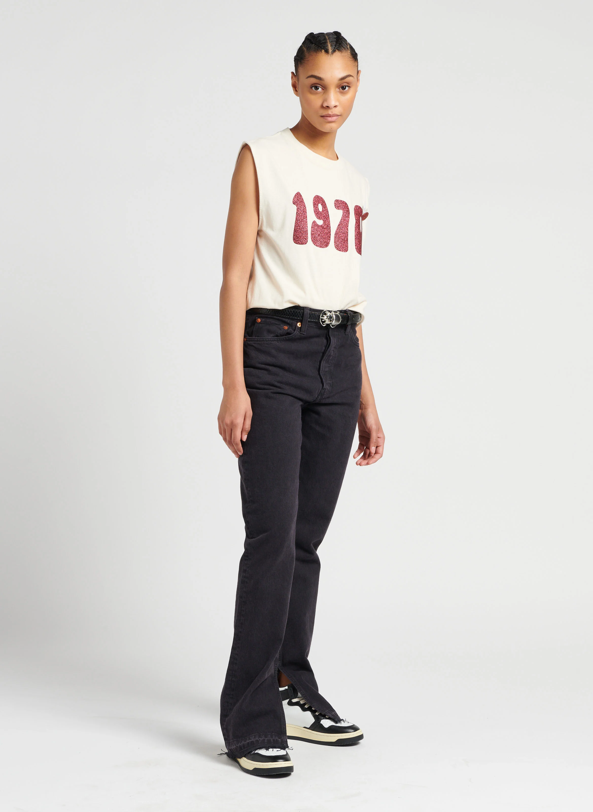 70S HIGH RISE - Jean droit taille haute en coton| Noir