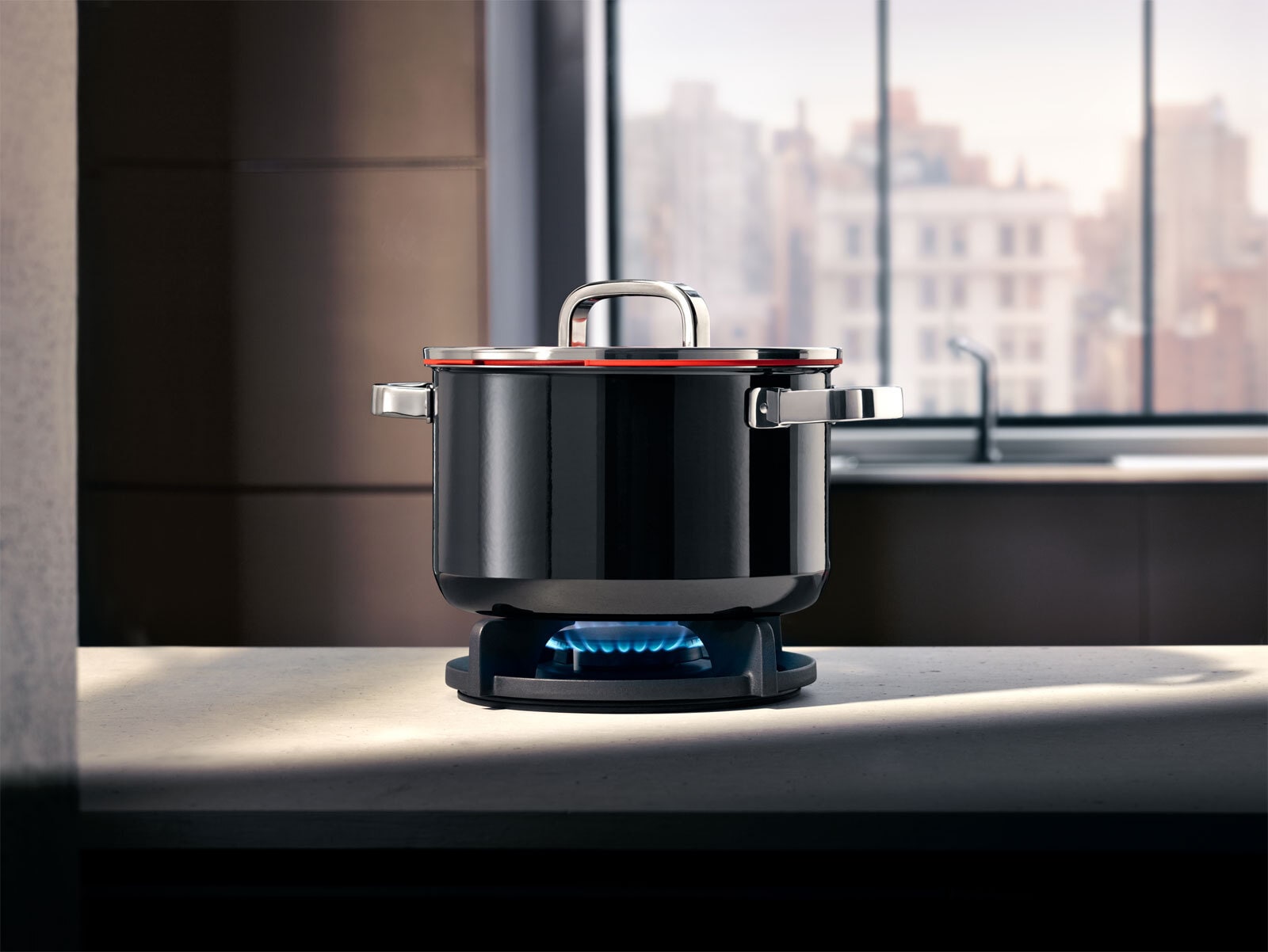 WMF Kochtopf-Set FUSIONTEC FUNCTIONAL 3-teilig mit Glasdeckel schwarz/rot