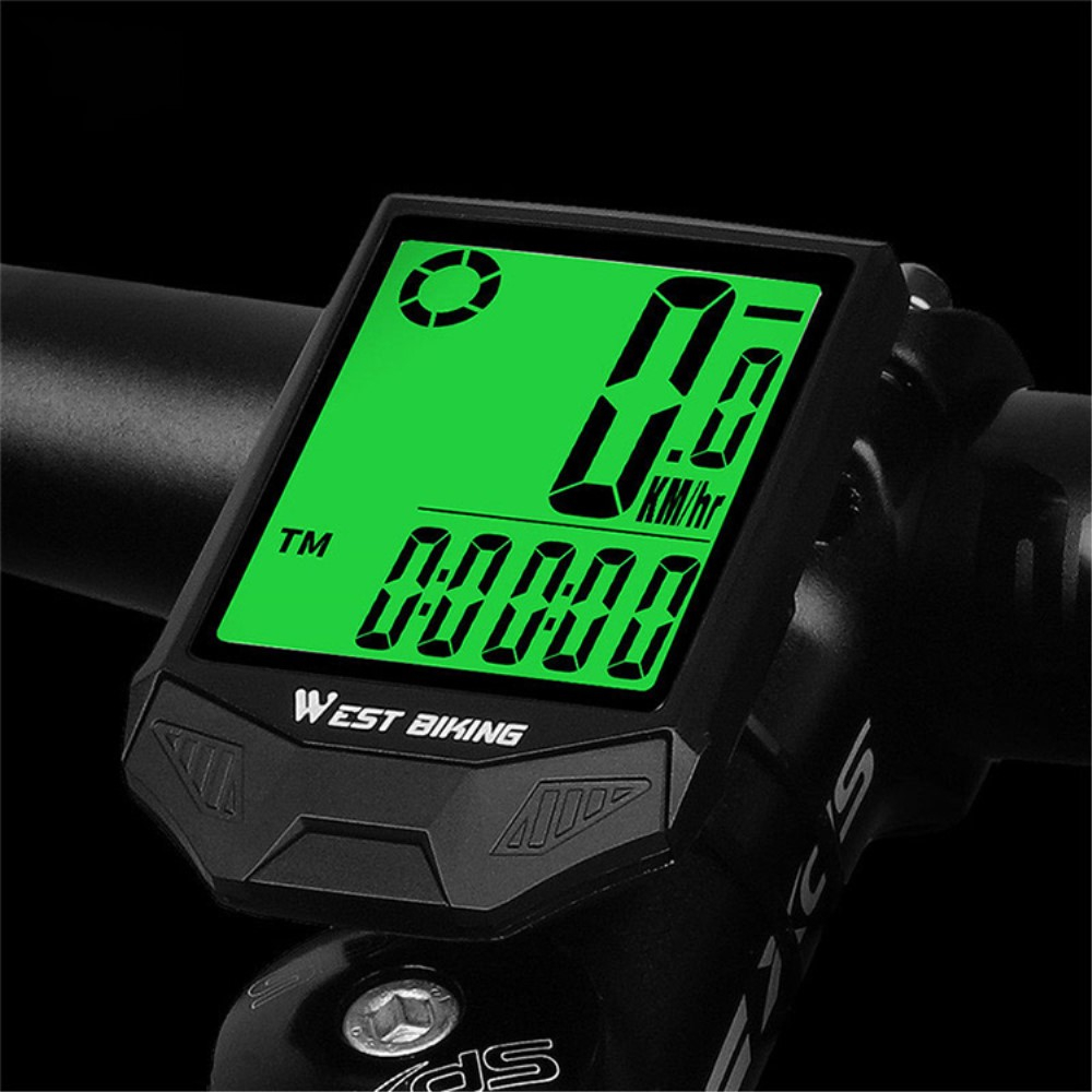 Digitaler Fahrrad Computer Tacho Geschwindigkeitsmesser Kabelloser Kilometer Zähler mit Verlängerter Halterung - Schwarz