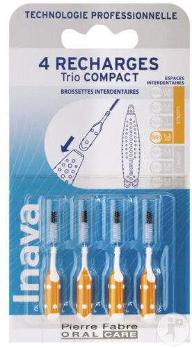 Inava Recharges Brossettes Interdentaires Jaune ISO 3 1,2mm 4 Pièces