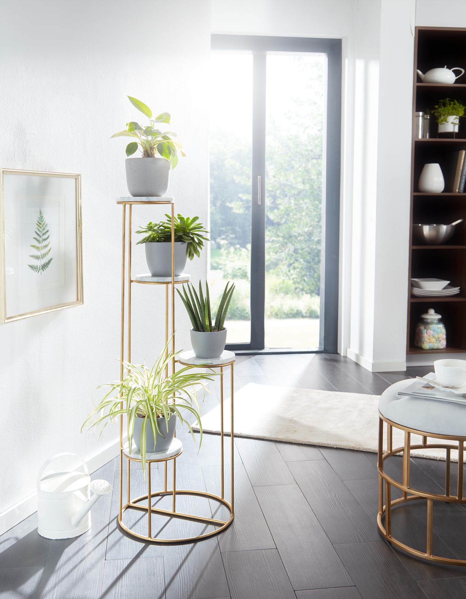 KADIMA DESIGN Blumenständer aus echtem Marmor, Eleganter Pflanzenständer für Wohnzimmer und Dekoration