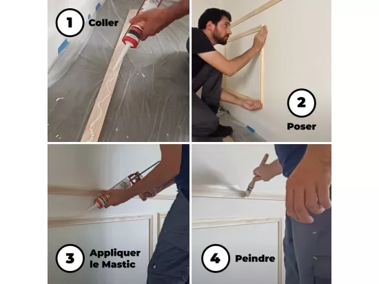 NORDLINGER PRO Kit moulure de soubassement 4m - Moulure murale - FSC 100% - Parfait pour donner du cachet au mur