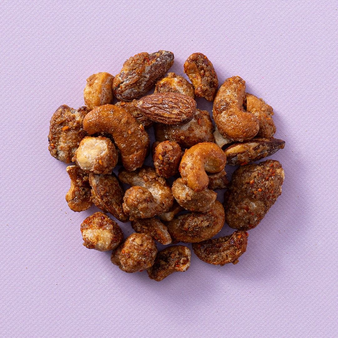 Gekarameliseerde notenmix chili