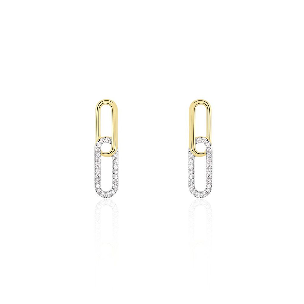 Boucles D'oreilles Pendantes Graphic Lines Or Jaune Oxyde De Zirconium