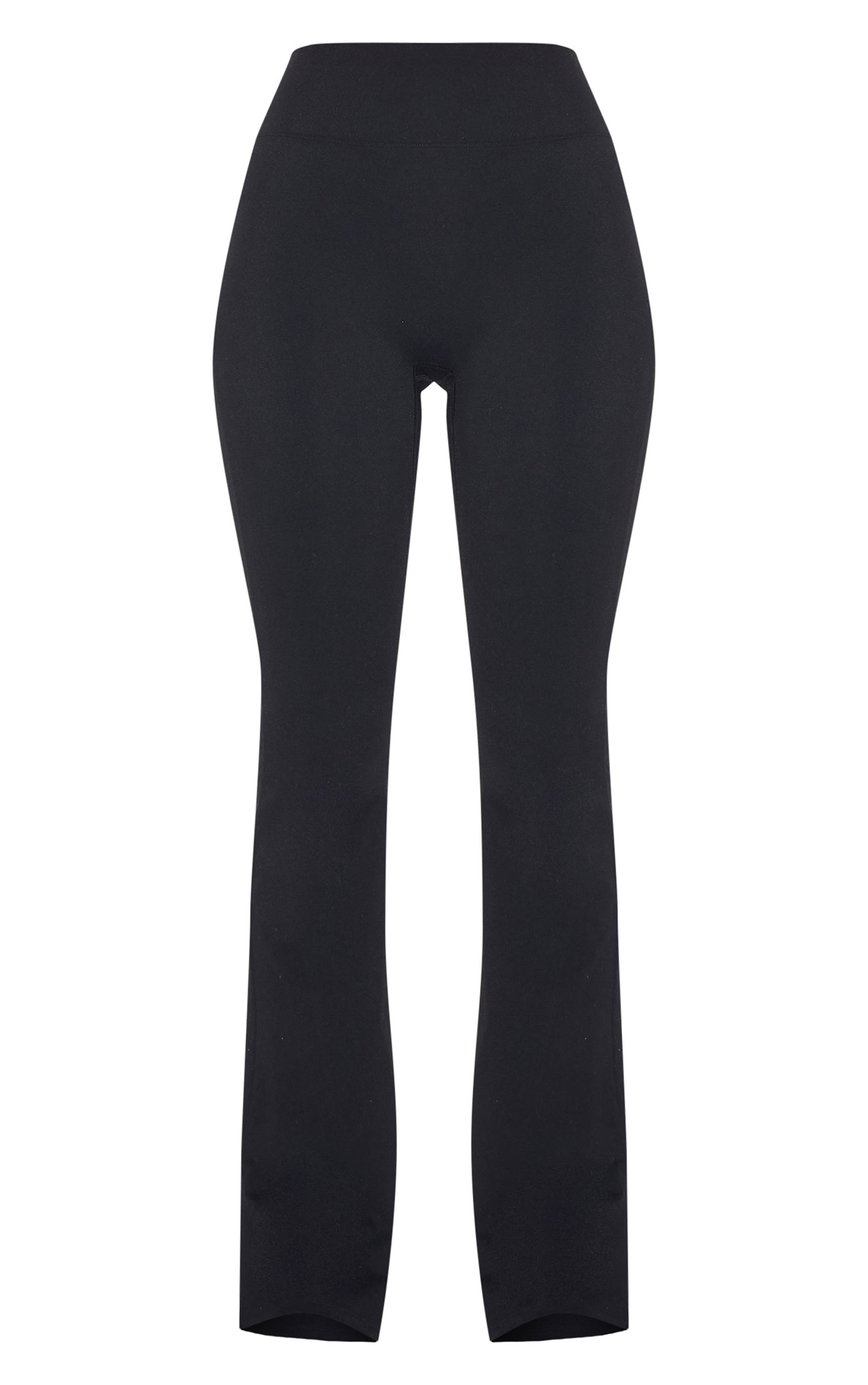 Noir Legging Évasé Sculptant Grande Taille Avec Détails De Coutures Contour