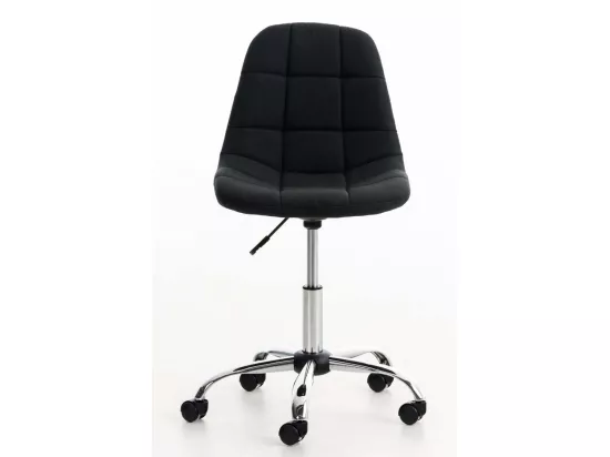 Chaise de bureau - Tissu & Métal chromé - Noir - Emil