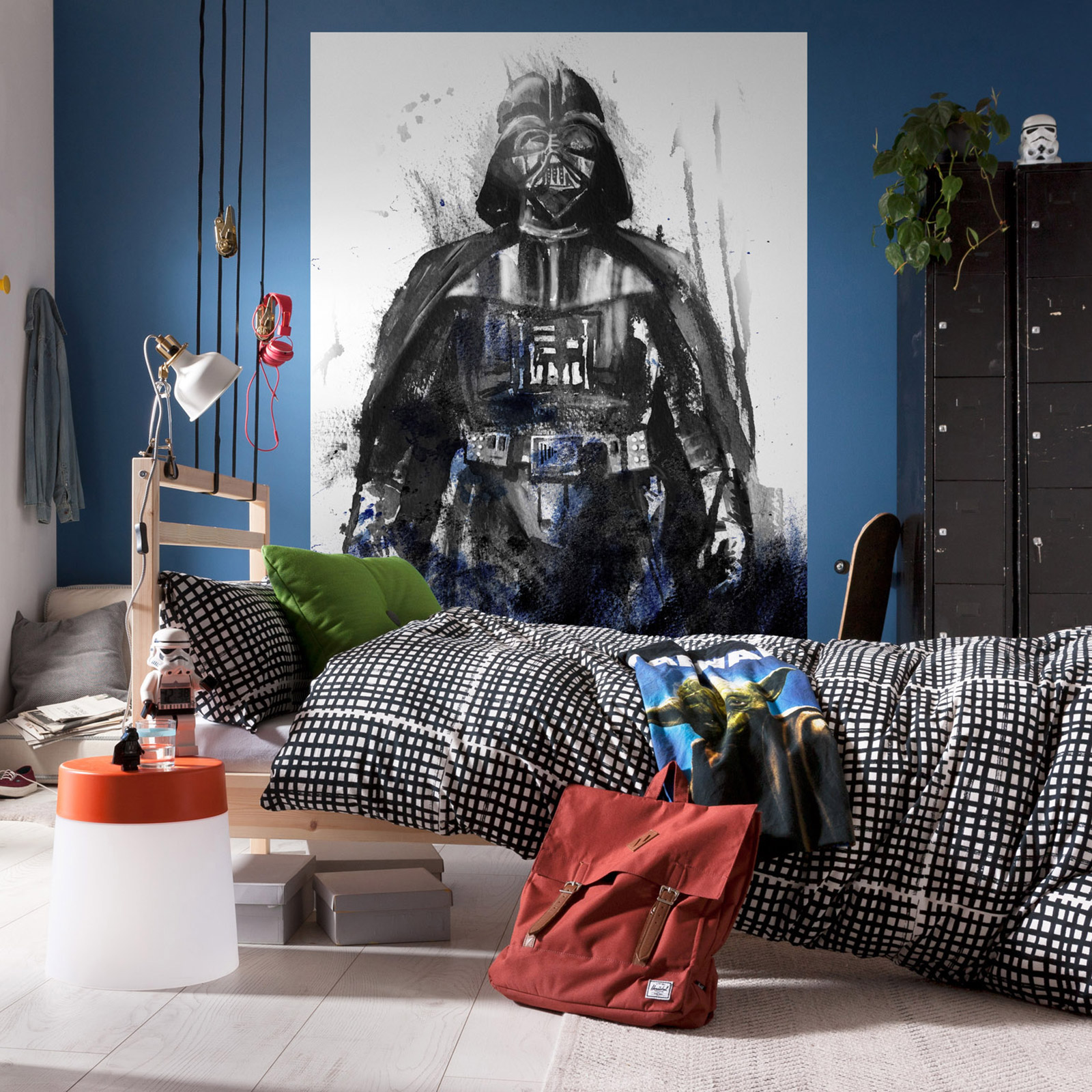 Vlies-Fototapete - STAR WARS WATERCOLOR VADER - schwarz-weiß - 200x280 cm