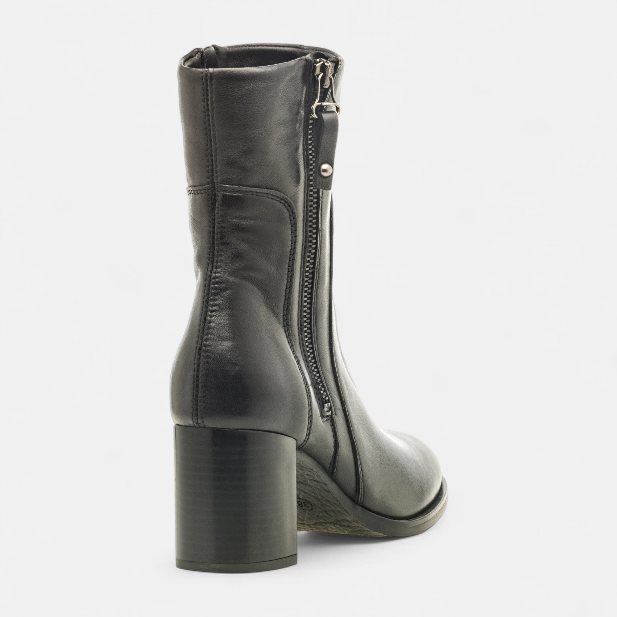 Bottines à talon Femme en cuir noir