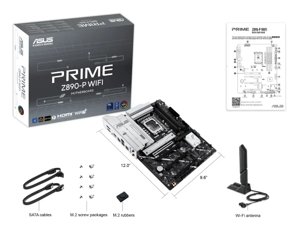 ASUS PRIME Z890-P WIFI - Bundkort - ATX - LGA1851 sokkel - Z890 Chipset - USB4, USB 3.2 Gen 2, USB 3.2 Gen 1, USB-C 3.2 Gen 1 - Wi-Fi 7, Bluetooth, 2.5 Gigabit LAN - onboard grafik (CPU påkrævet) - HD Audio (8-kanaler)
