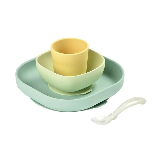 Set Vaisselle Silicone 4 pièces   Yellow        de               Béaba