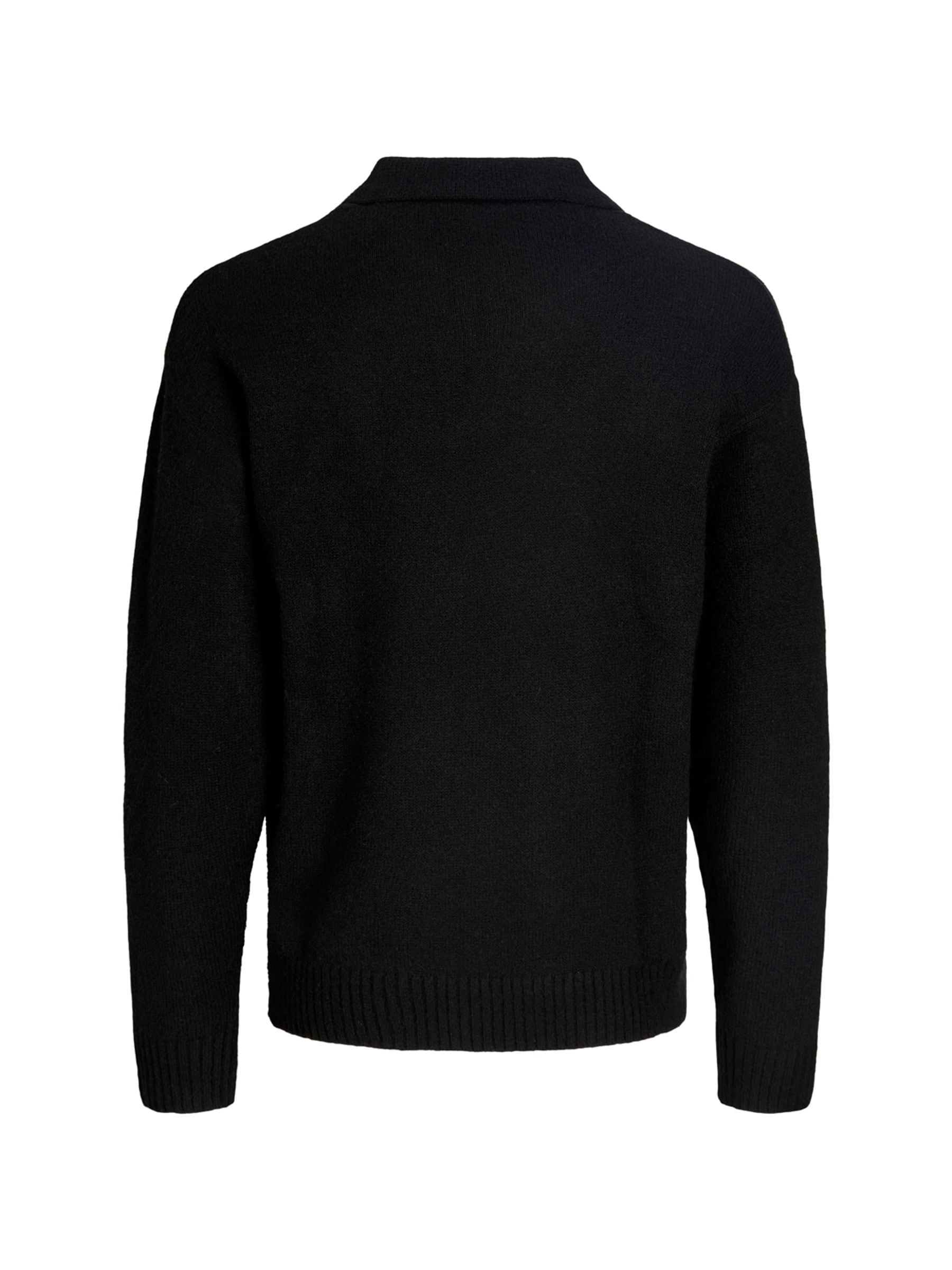 JACK & JONES Junior Split Neck Knitted Black Jumper