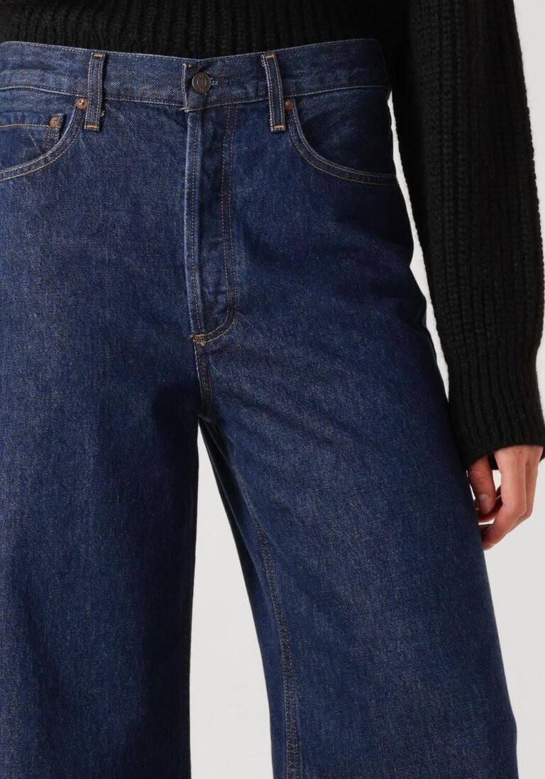 donkerblauwe agolde wide jeans dame jean no cuff in foxley