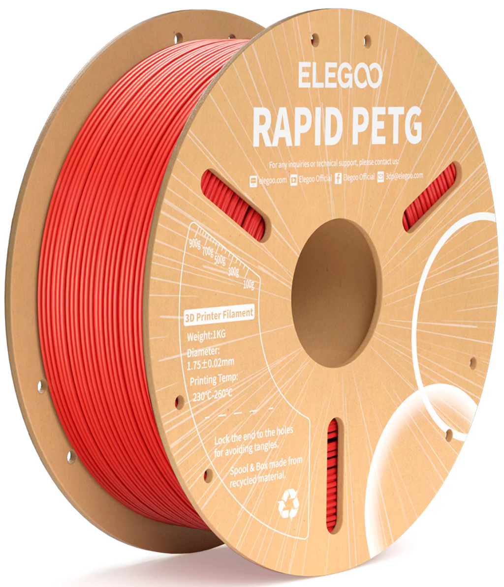Elegoo  Rapid PETG Red, 1,75 mm / 1000 g    PETG Material für den Hochgeschwindigkeitsdruck in Rot