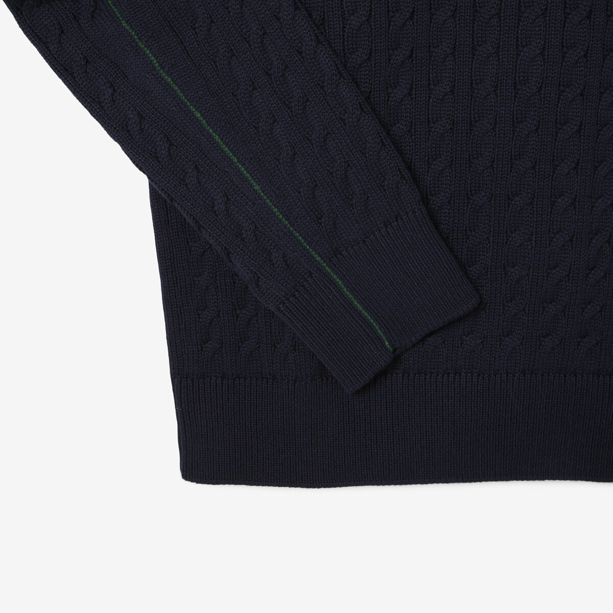 LACOSTE<br>Suéter de gola redonda em tricô trançado
