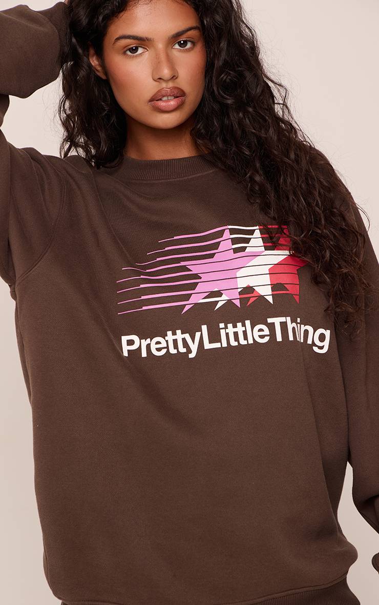 Chocolat Sweat-shirt Oversize À Imprimé Étoiles PLT