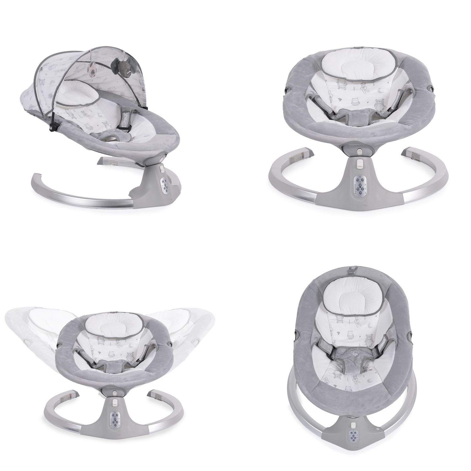 Cangaroo Babywippe Ari Musikfunktion Timer Fernbedienung Moskitonetz Bluetooth grau