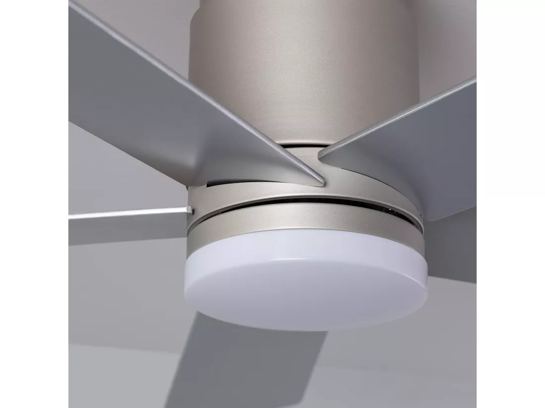 Ventilateur de Plafond Silencieux Flatiron 132 cm Moteur DC Argent Télécommande Avec lumière