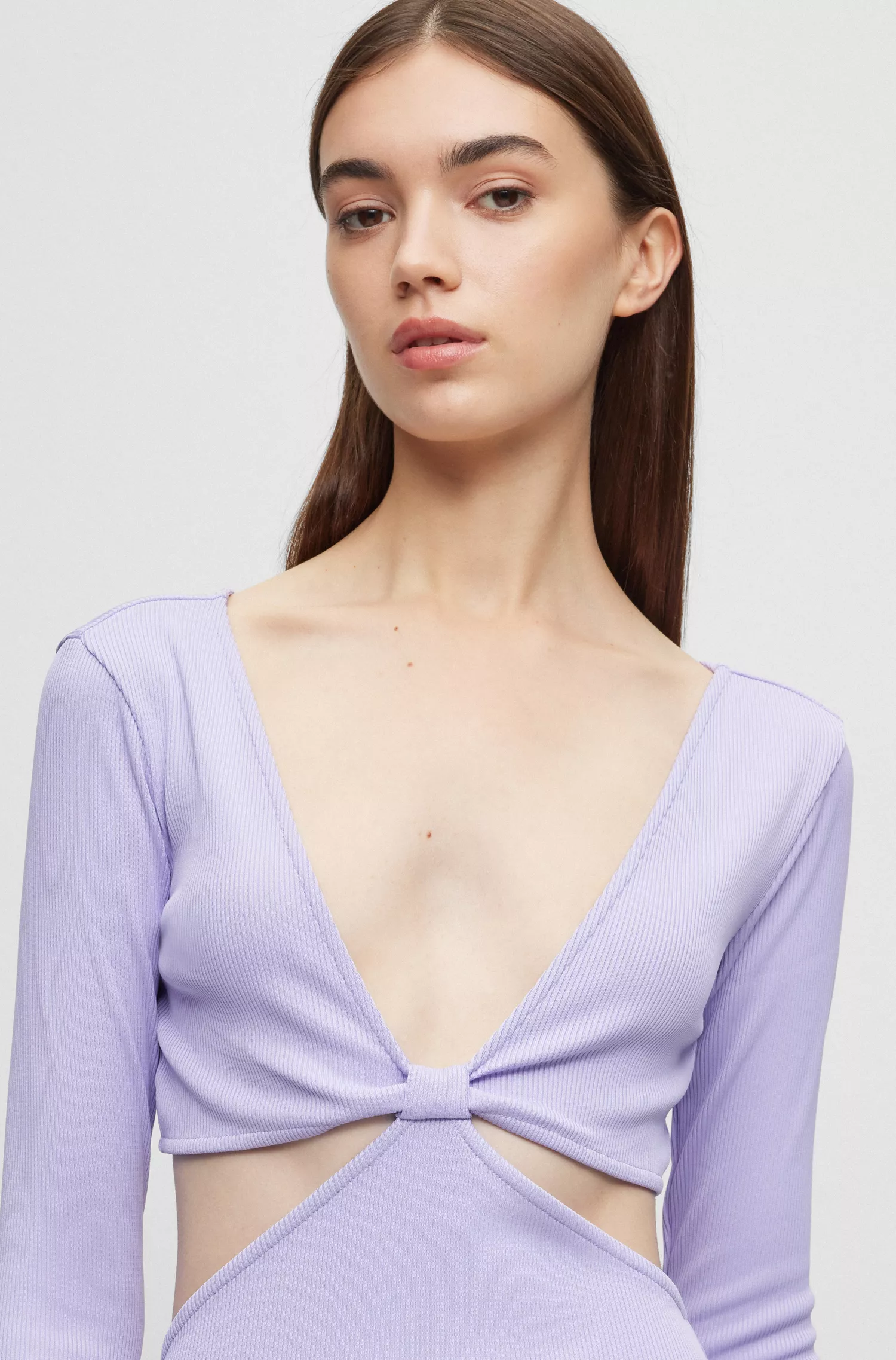 Vestido justo ao corpo HUGO vermelho com detalhes vazados