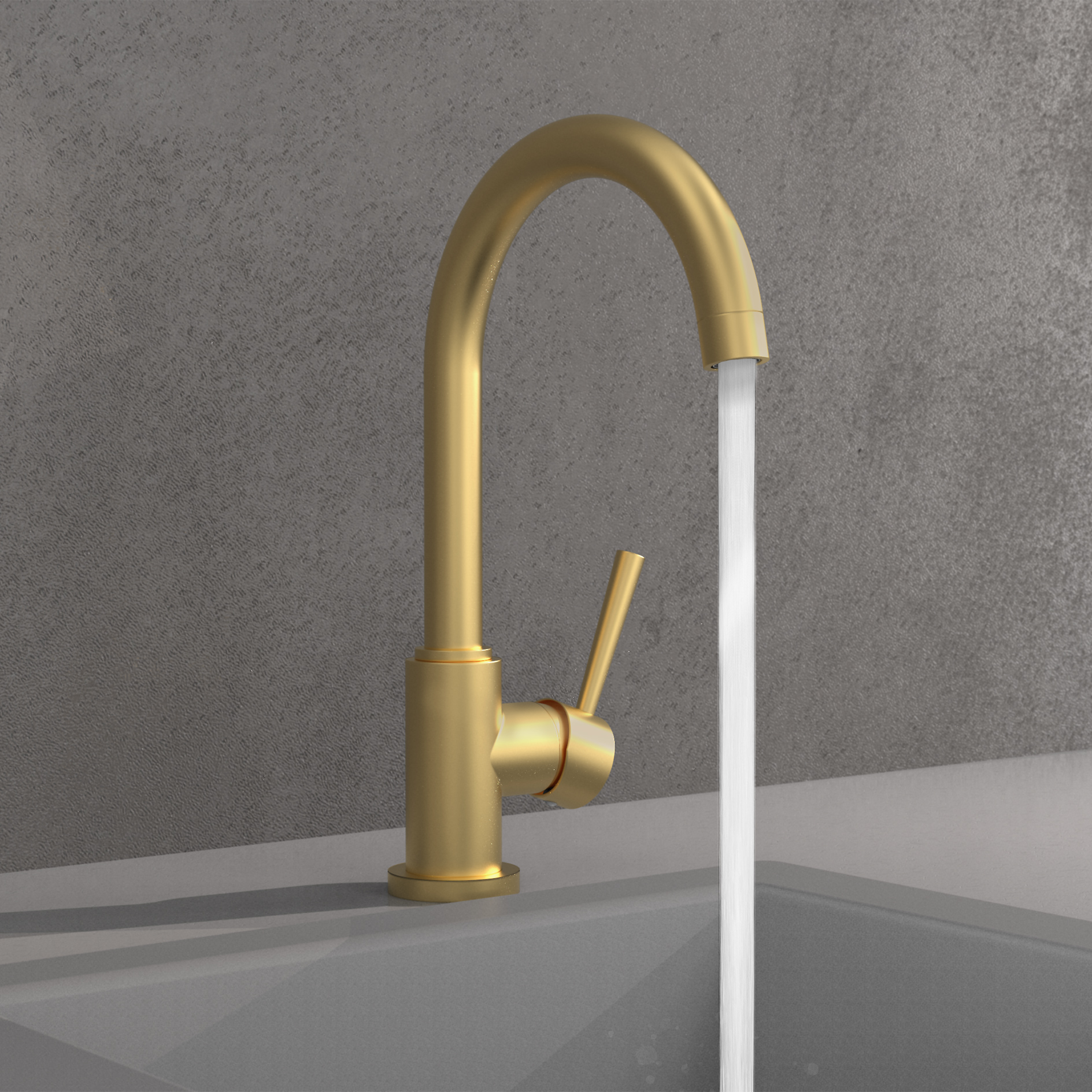 Küchenarmatur - gold matt - schwenkbarer Auslauf - Hochdruck