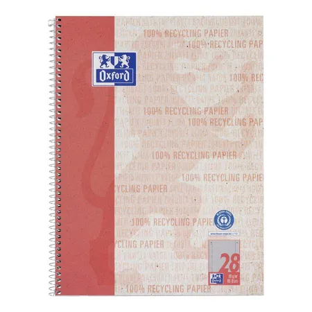 Oxford Recycling Collegeblock A4+, 80 Blatt, kariert mit Doppelrand, 90 g/m², 4fach gelocht, Optik Paper®
