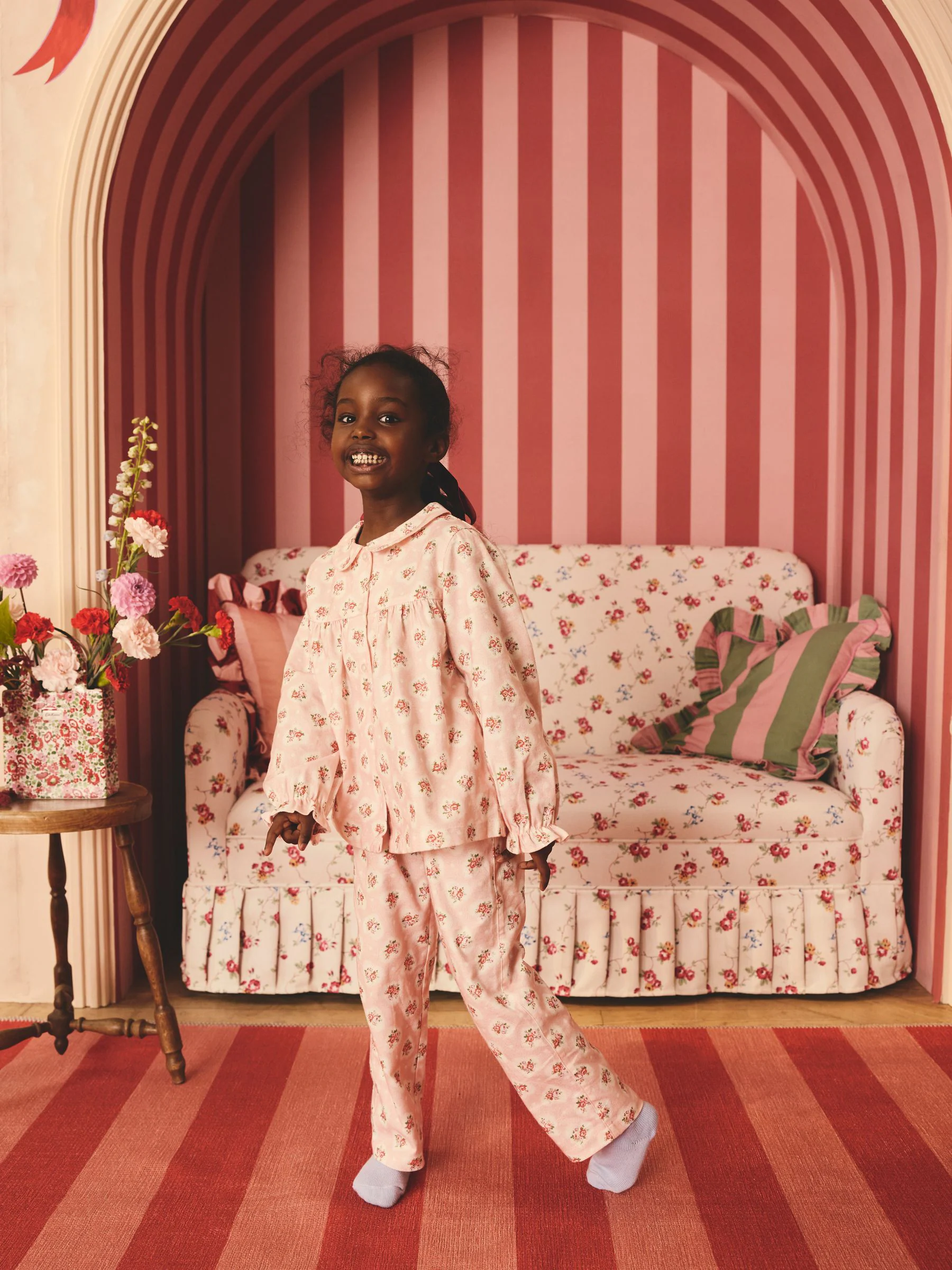 Roze - Cath Kidston Woven Button Through Floral Pyjamas