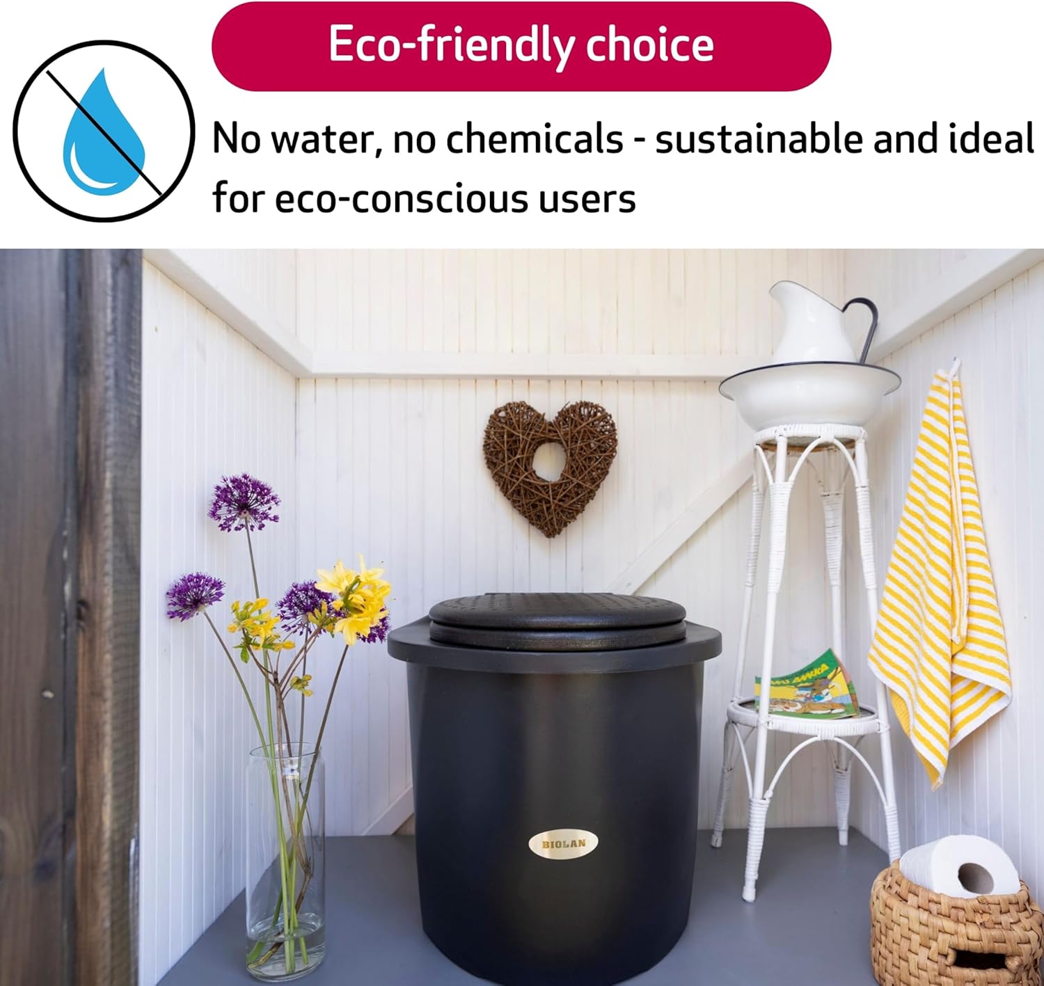 Biolan Simplett Bio Trenntoilette - Wasser oder Strom nicht erforderlich. Kompakt Trockentoilette - geruchsfrei, hygienisch. Trockentrenntoilette.