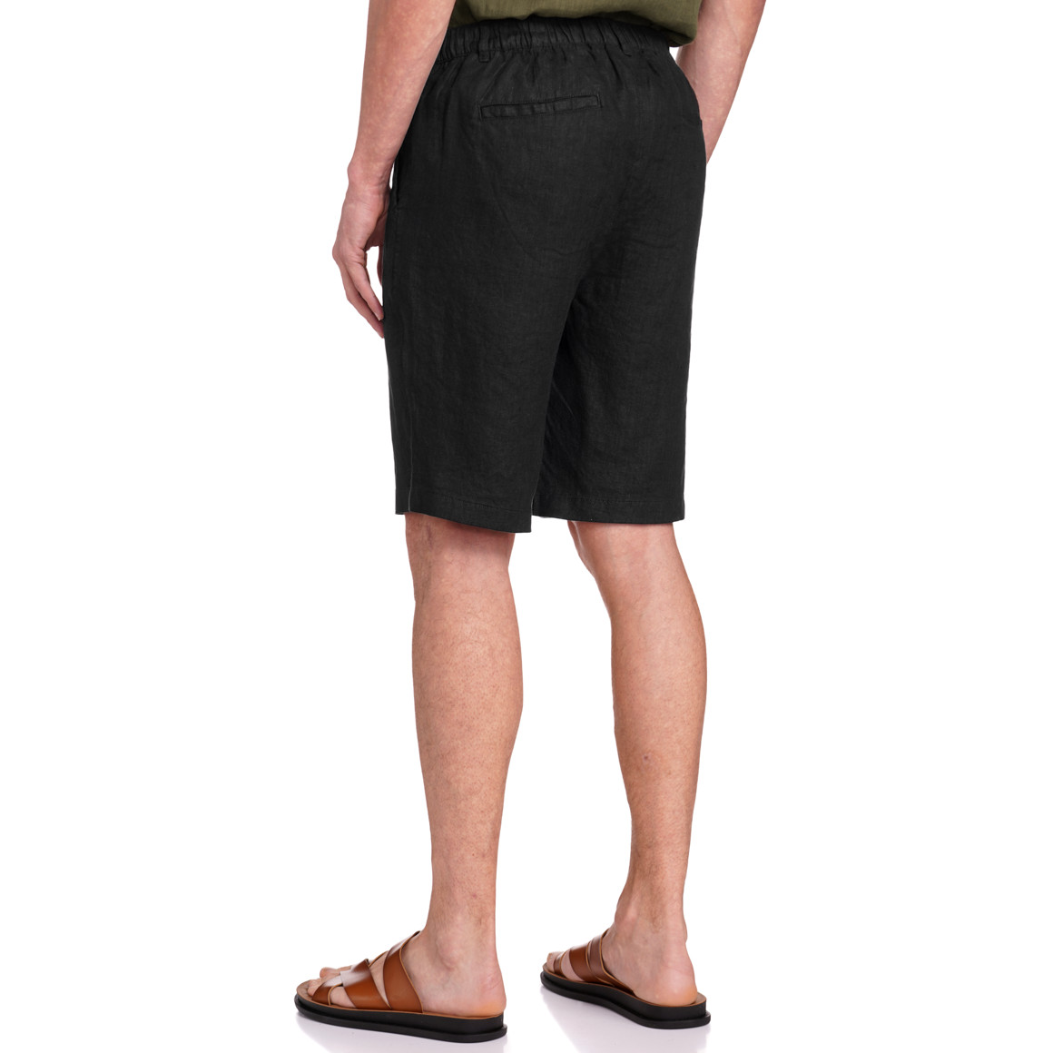Jonas Nielsen Herren Leinen-Shorts in Unifarben schwarz