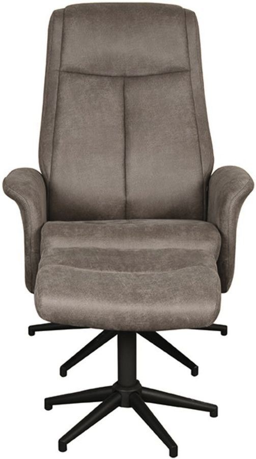 Relaxfauteuil met hocker Taupe Micro Suede CH-73.011 Bergen B77 x D76 x H105 cm