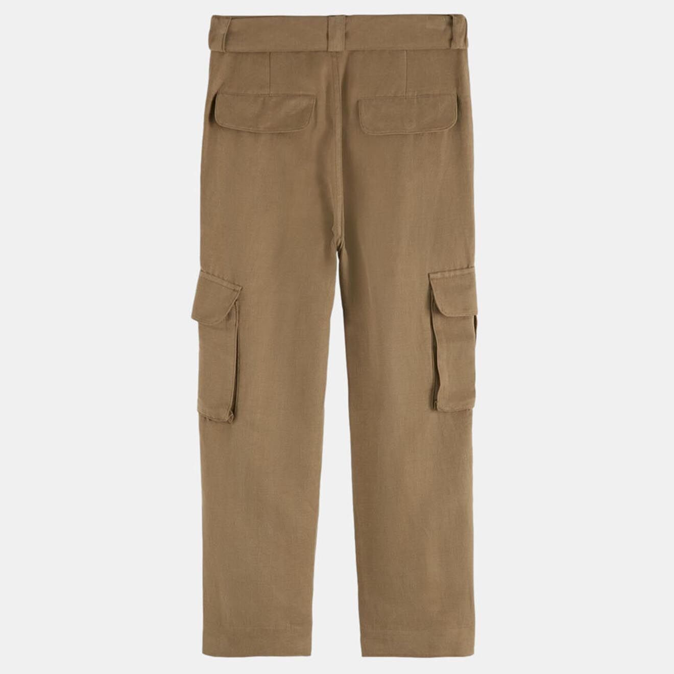 Scotch & Soda Pantalon en Lin mélangé cargo taille haute marron clair