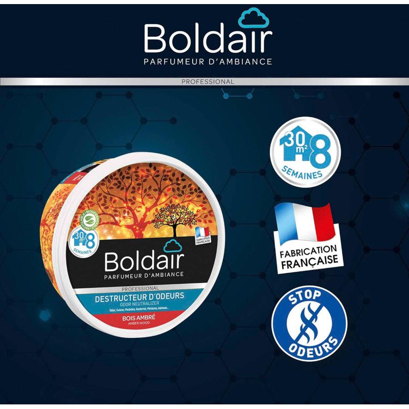 Boldair gel destructeur d'odeurs ambre - Boîte de 300 g