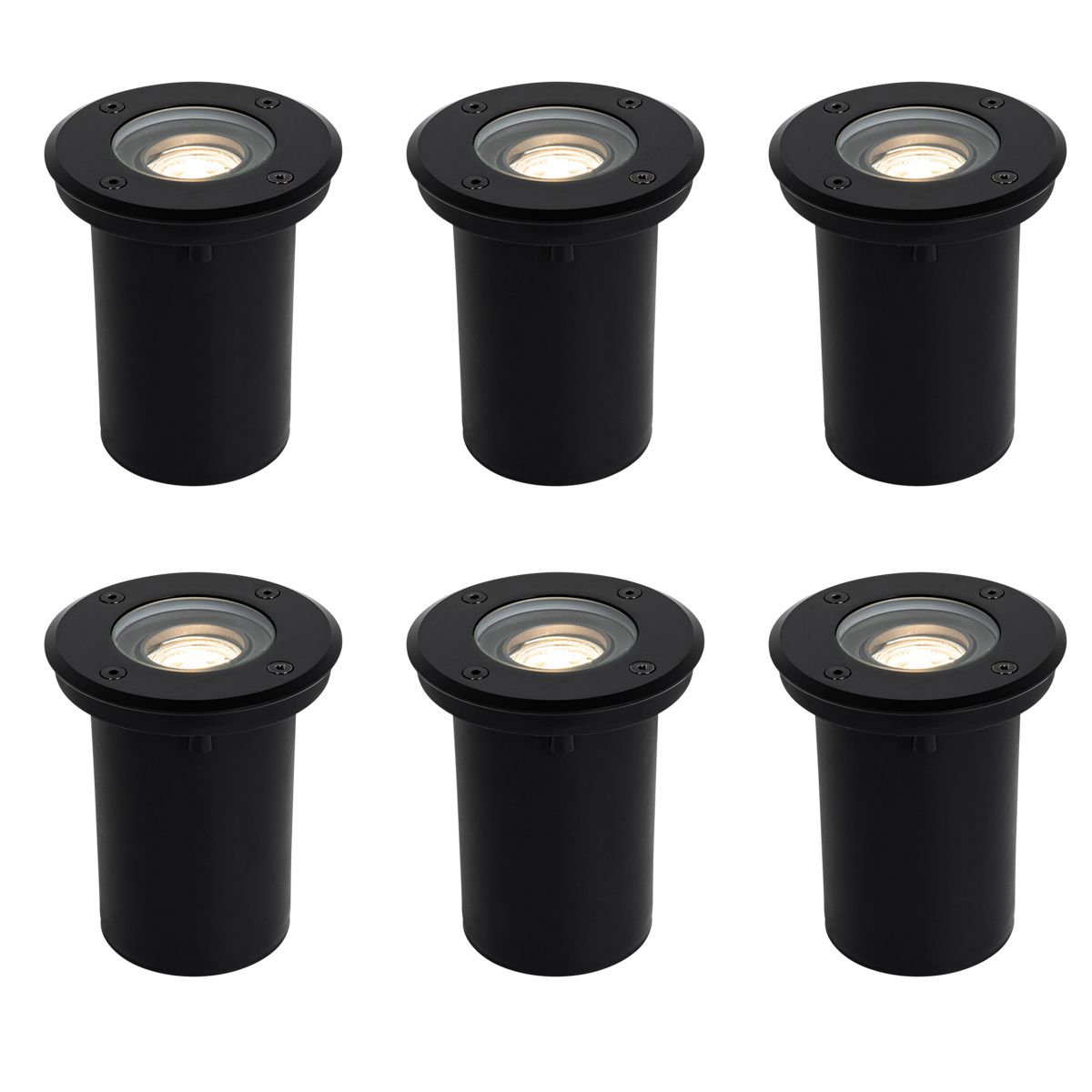 Set van 6 moderne buiten grondspots zwart 35 mm verstelbaar IP65 - Delux