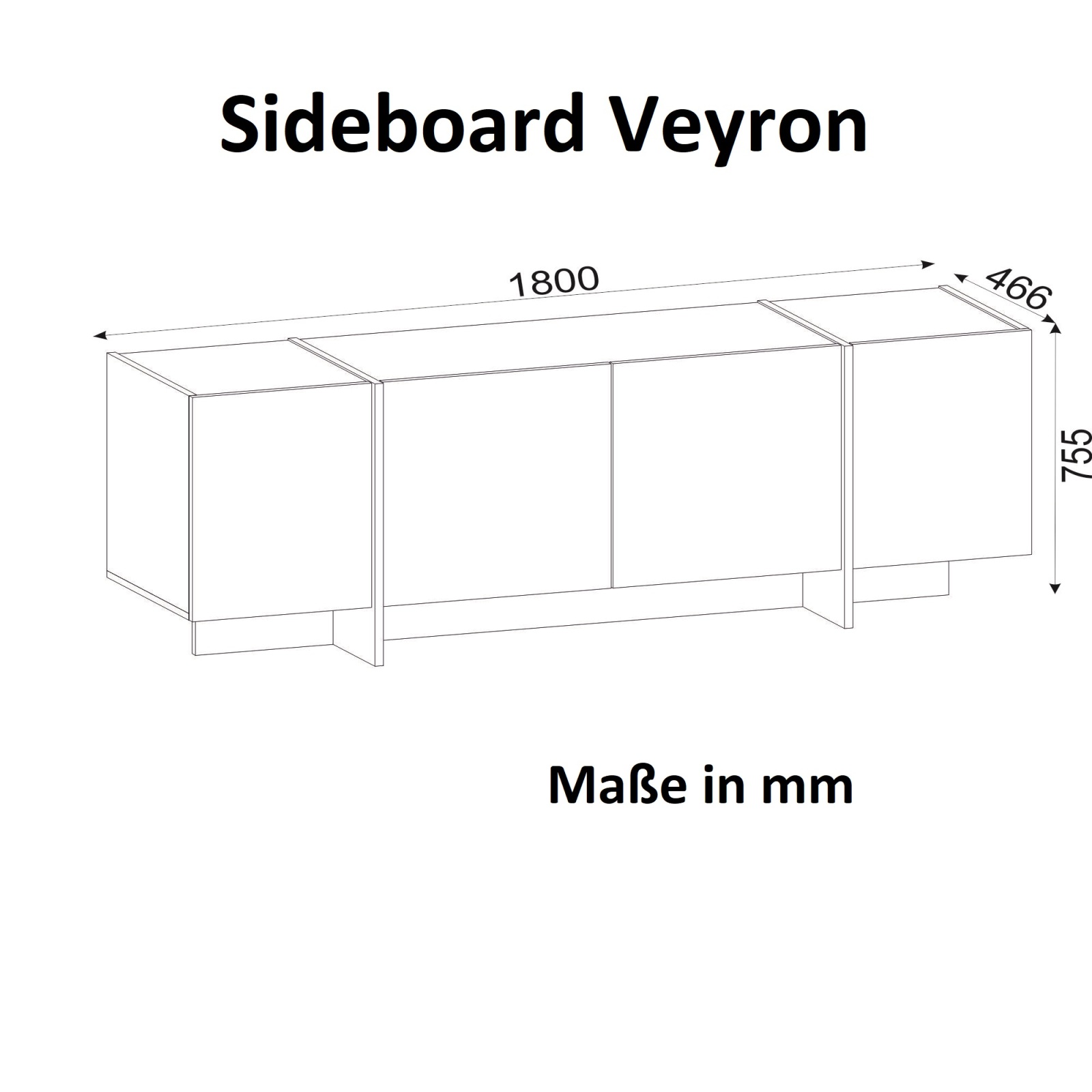 Sideboard - Marmor-Optik - braun - 180 cm