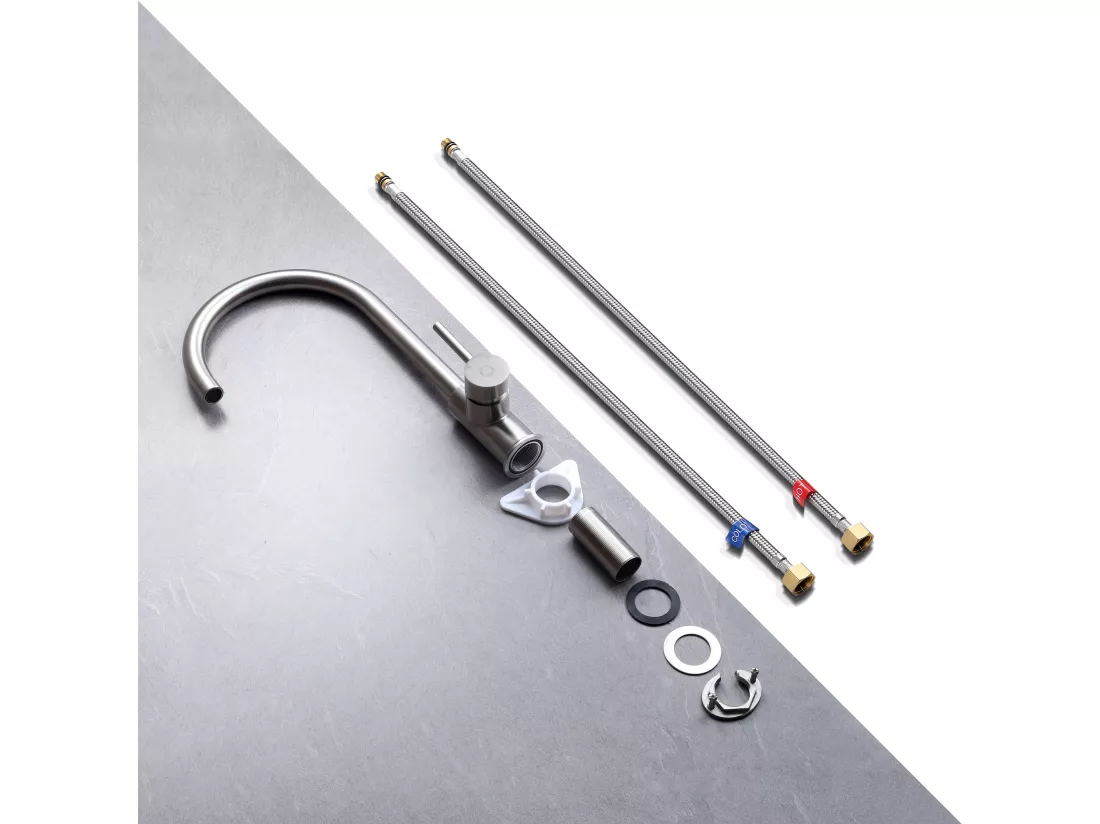 Cecipa max 2PCS Robinet de Cuisine Mitigeur de Cuisine Rotatif à 360°Mitigeur Évier à Eau Froide et Chaude avec Barboteur démotable, Brossé,EU Modèle