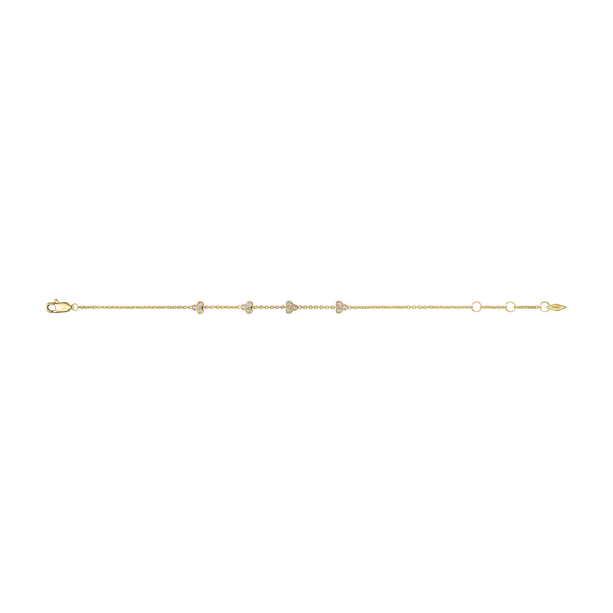 Bracelet FOSSIL acier inoxydable doré zirconias 19 cm