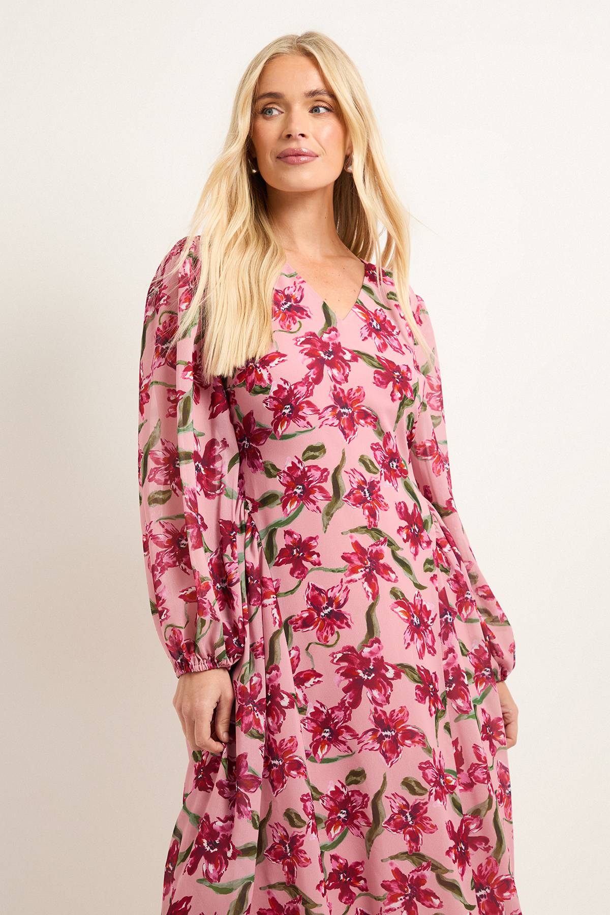 Wallis Robe Midi à Détails de Coutures Florales Petite