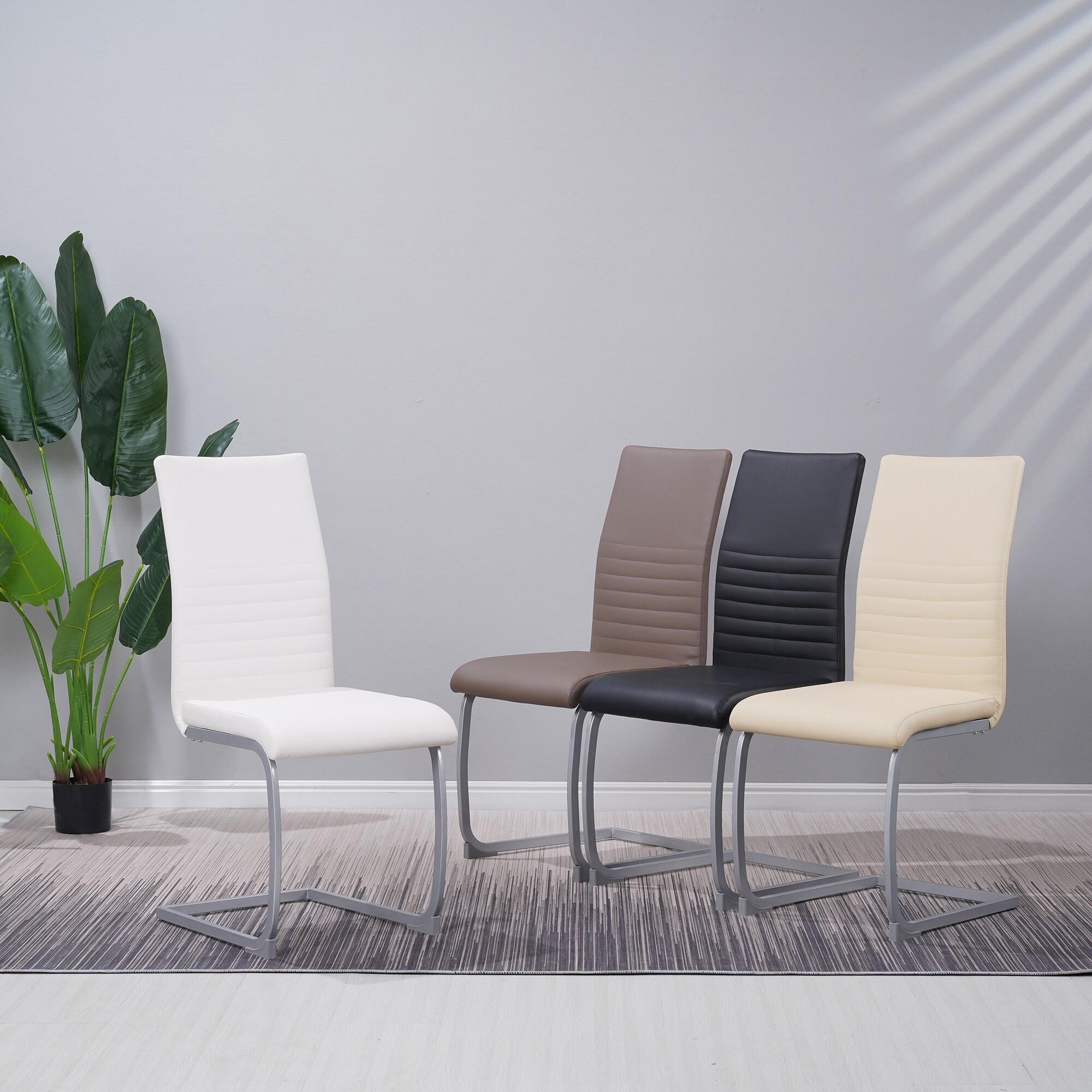 Albatros Freischwinger Stühle 4er Set MURANO, Beige - Esszimmerstuhl Schwingstuhl mit modernem Design, Kunstleder-Bezug, dicke Polsterung, Küchenstuhl, Polsterstuhl, Stuhl Esszimmer Esstisch