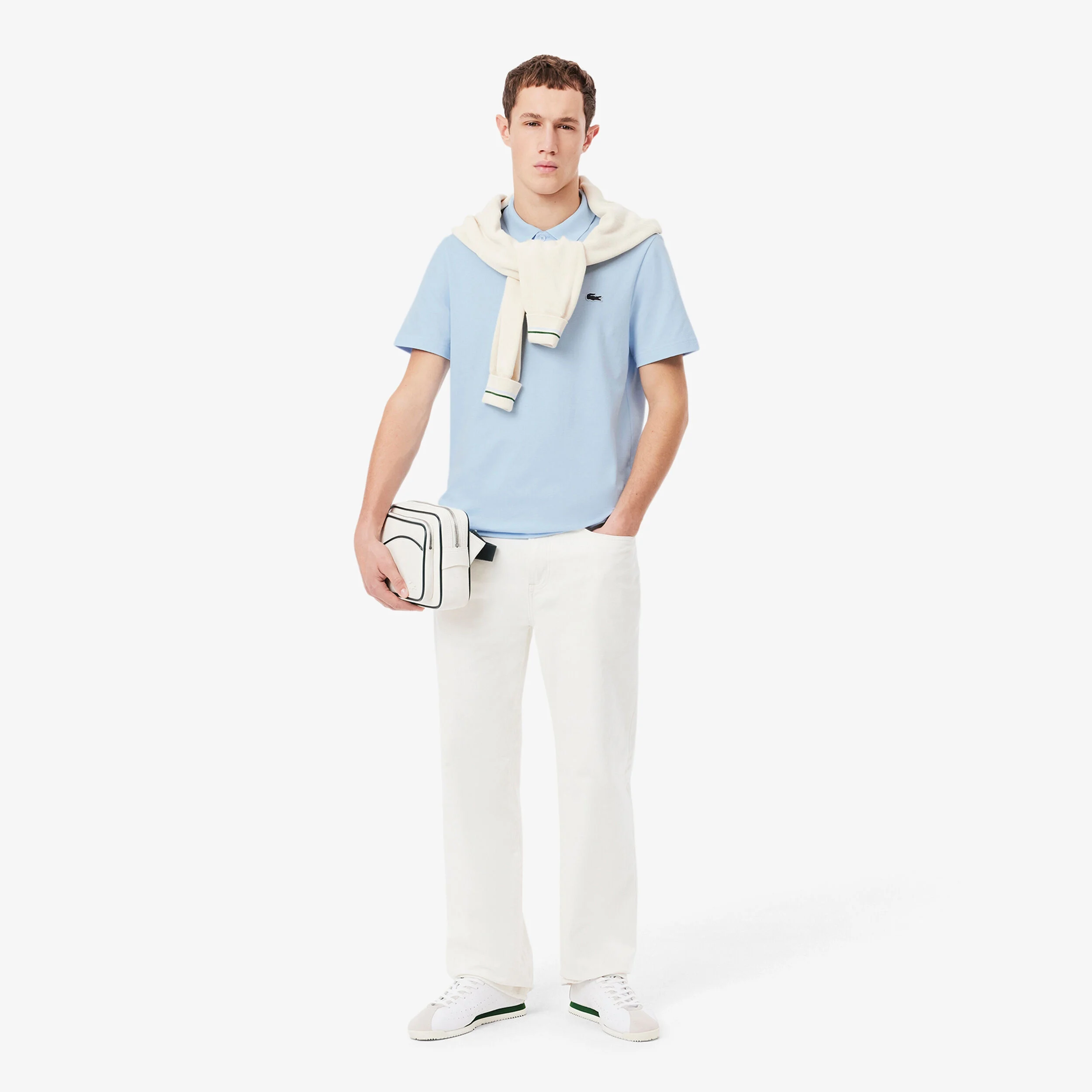 Lacoste Regular Fit Blend Knit Polo Hommes - Bleu Clair