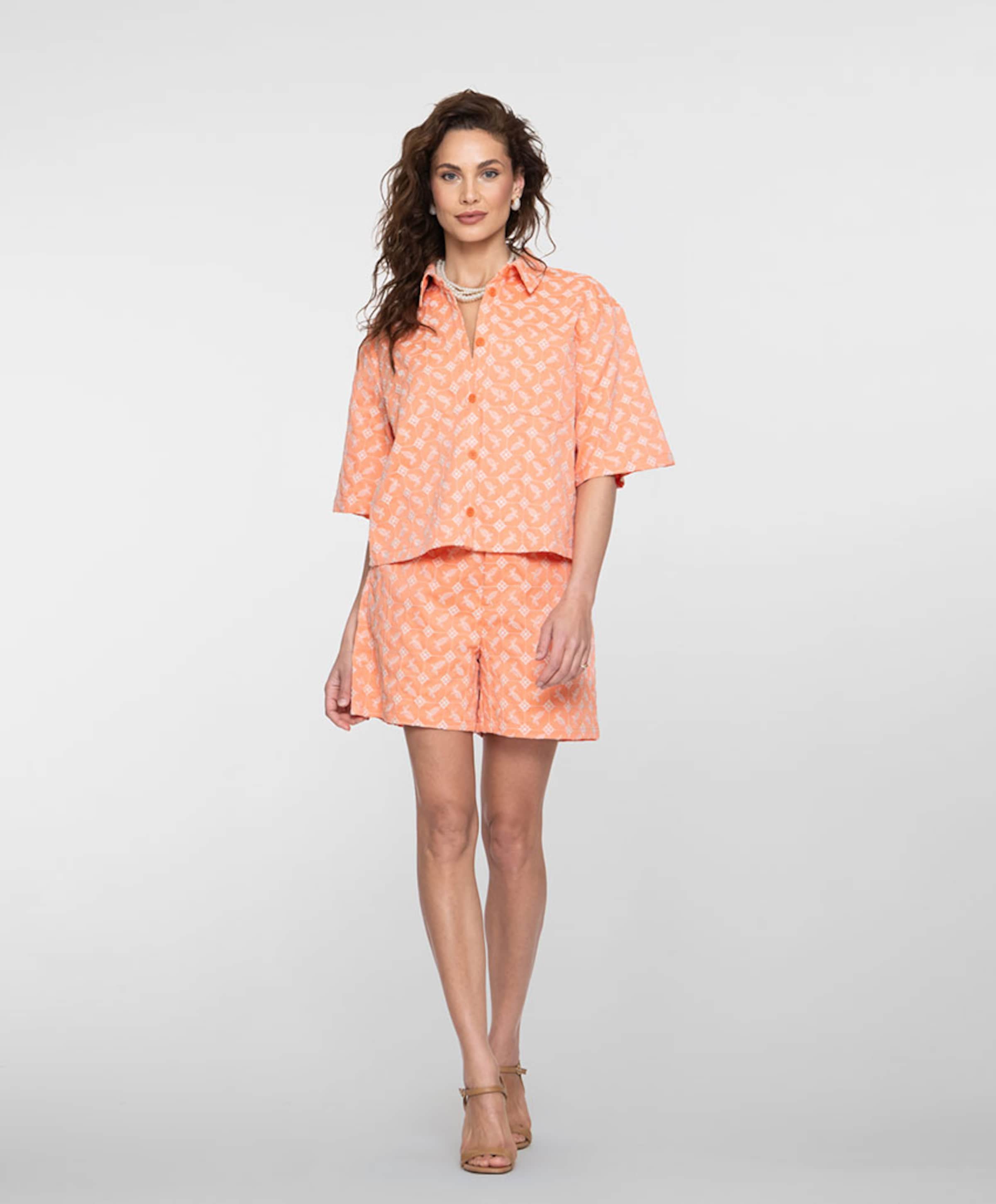 Geisha Embroidery dames korte broek oranje