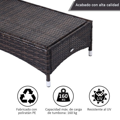 Espreguiçadeiras e mesa de jardim Outsunny na cor rattan.