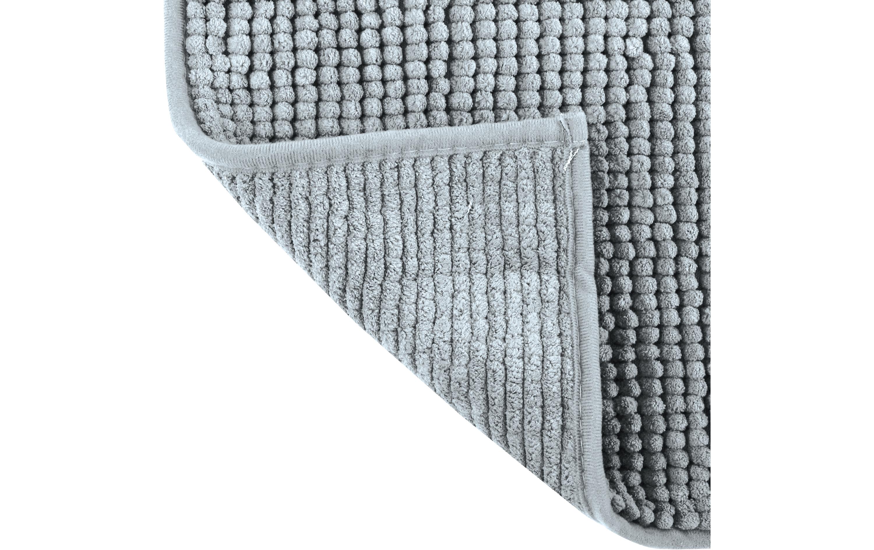 Badteppich Chenille 40 x 60 cm, HellgrauBadematte mit rutschfester Unterseite