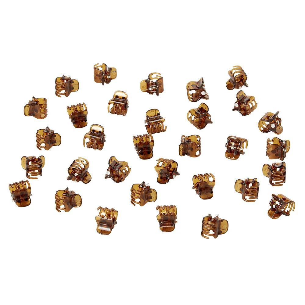 Mini pince plastique marron x32