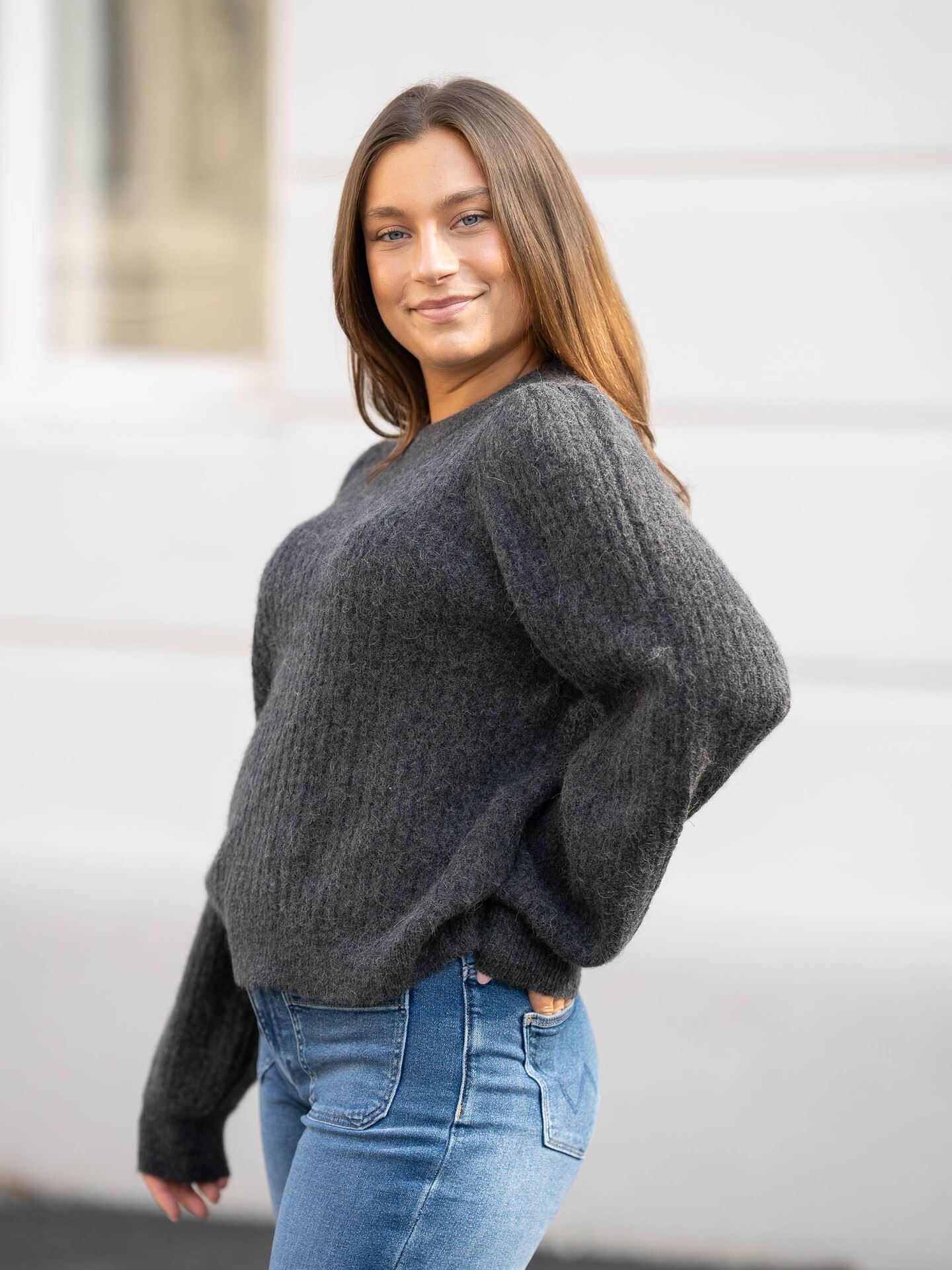 Lulu Long Sleeve Structure Knit O-Neck
