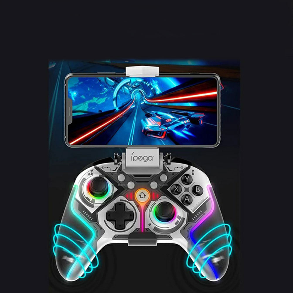 Bluetooth Gaming Controller Gamepad mit RGB LED für Smartphones / Nintendo Switch / Windows (iOS / Android) (500mAh) - Schwarz / Weiss