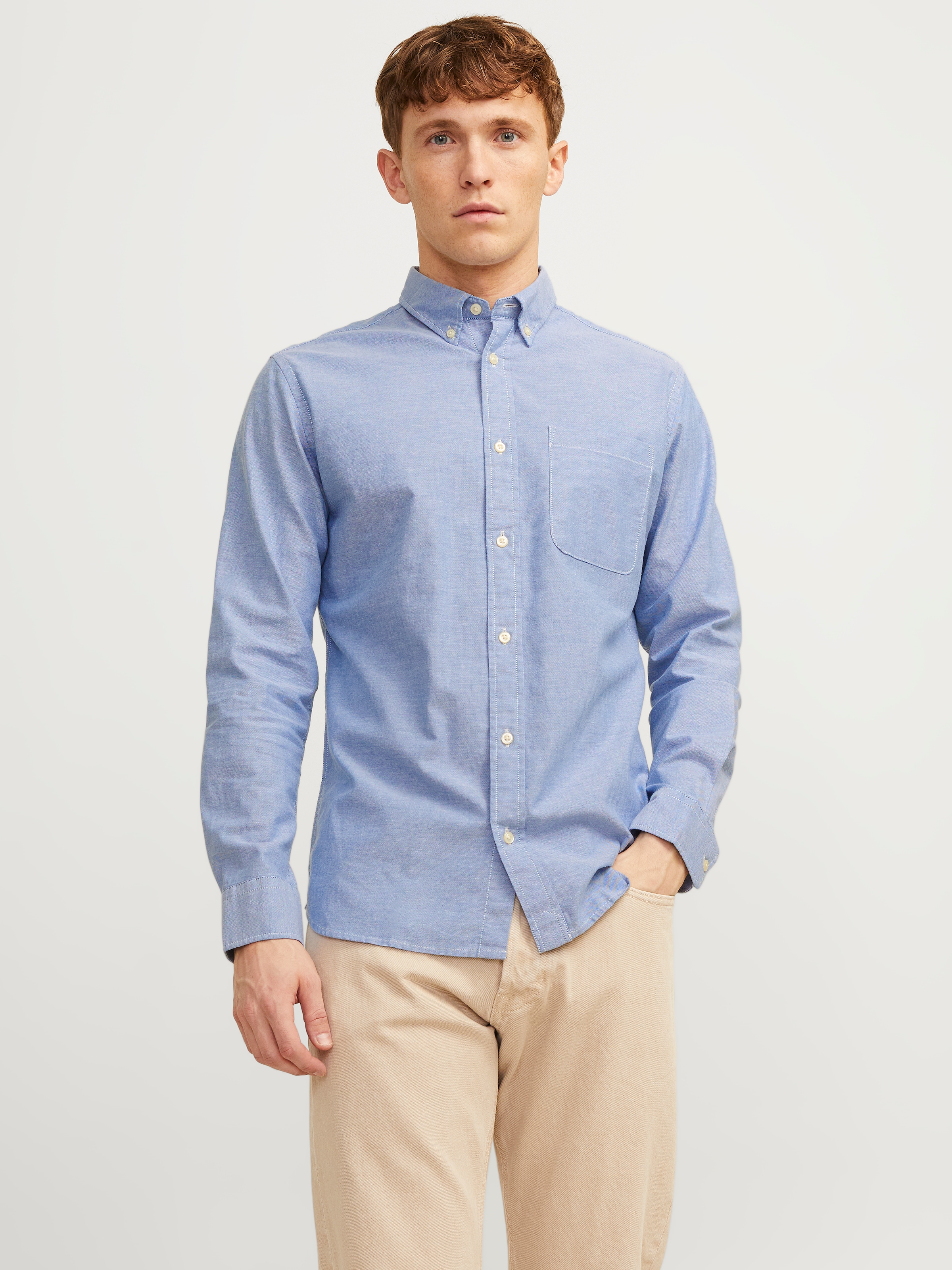 Jack & Jones Langarmhemd »BROOK OXFORD«, mit Button-Down Kragen