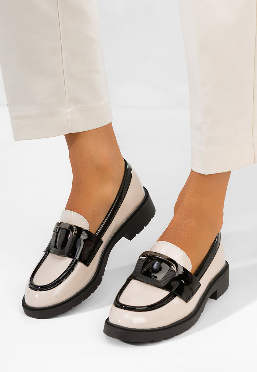 Mocassins femme en cuir beige Astrelia