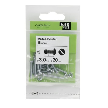 KARWEI metaalbout verzinkt 3x20 mm 15 stuks