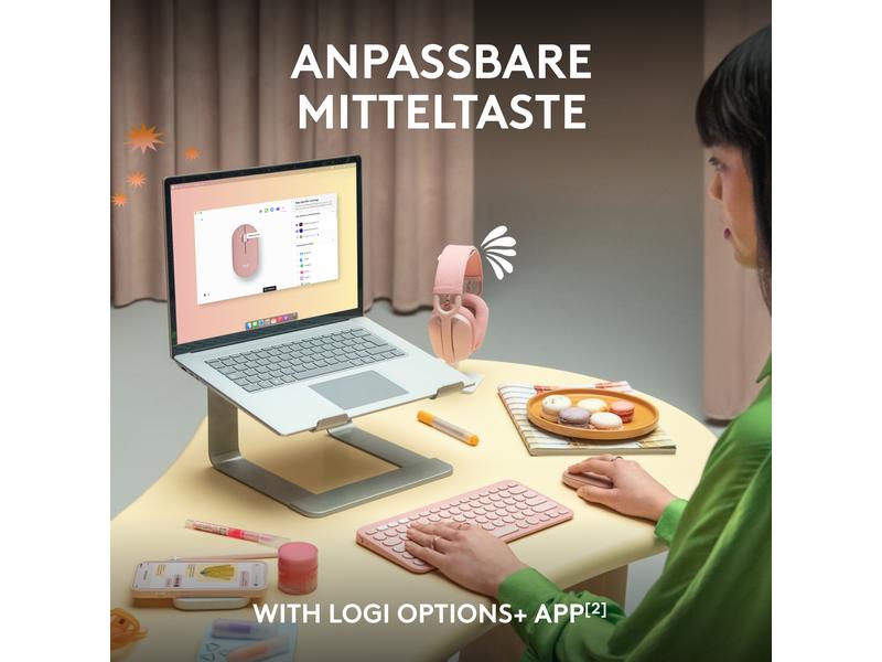 Logitech Pebble 2 M350s Schlanke Bluetooth-Maus mit geräuscharmen Tasten