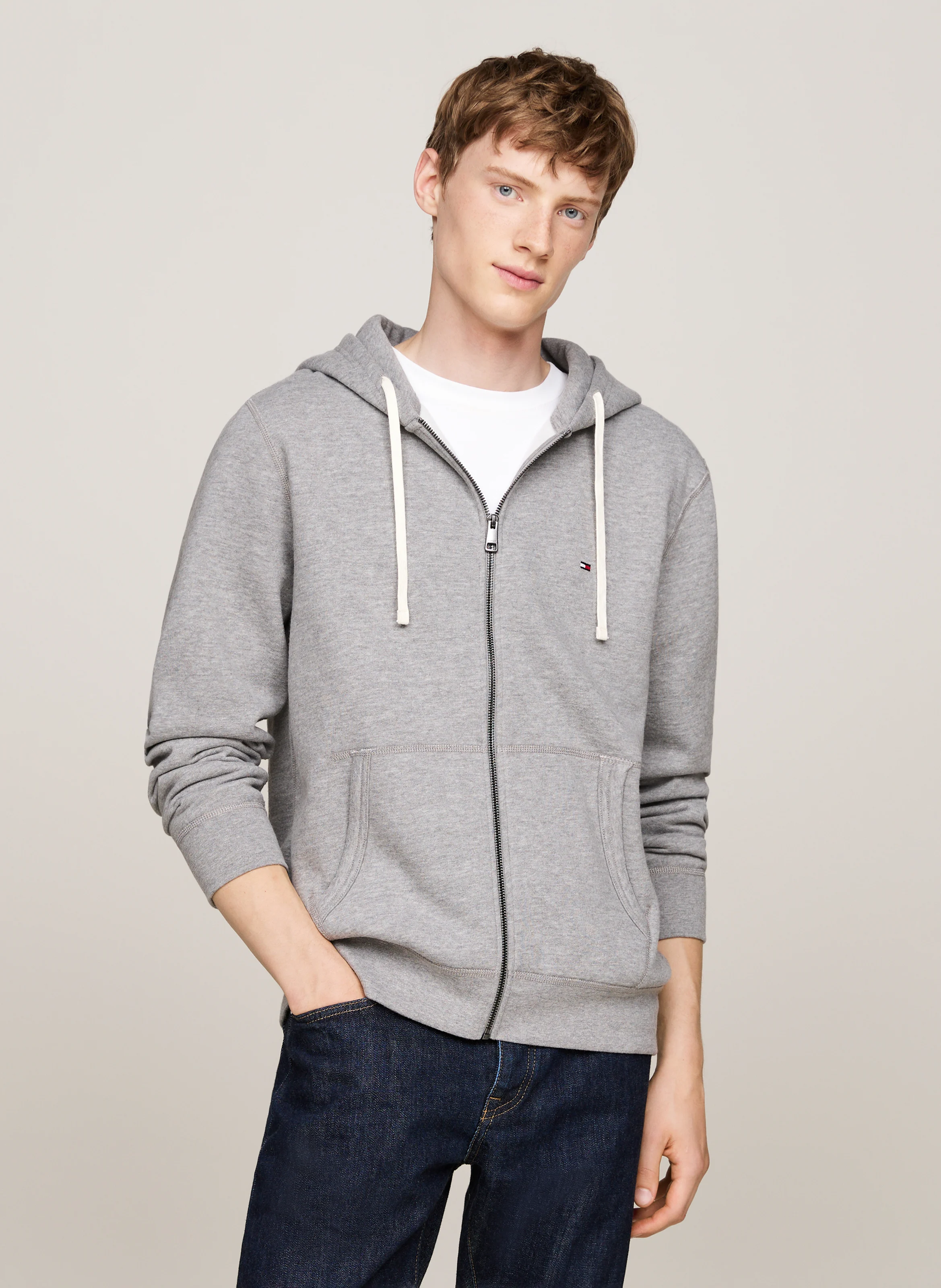 Sweat col rond en coton mélangé | Gris